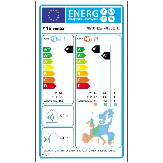 Inventor DARK DRVI32-12WF/ DRVO32-12  12000 BTU Wi-Fi A+++