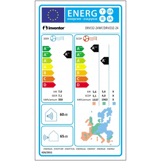 Inventor DARK DRVI32-24WF/ DRVO32-24  24000 BTU Wi-Fi A++